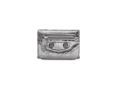 BALENCIAGA Le Cagole Mini Wallet Metallized "Silver"