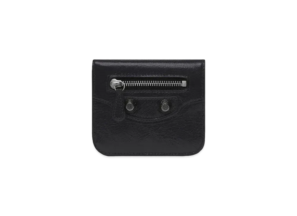 BALENCIAGA Le Cagole Flap Coin Card Holder Arena Lambskin "Black"