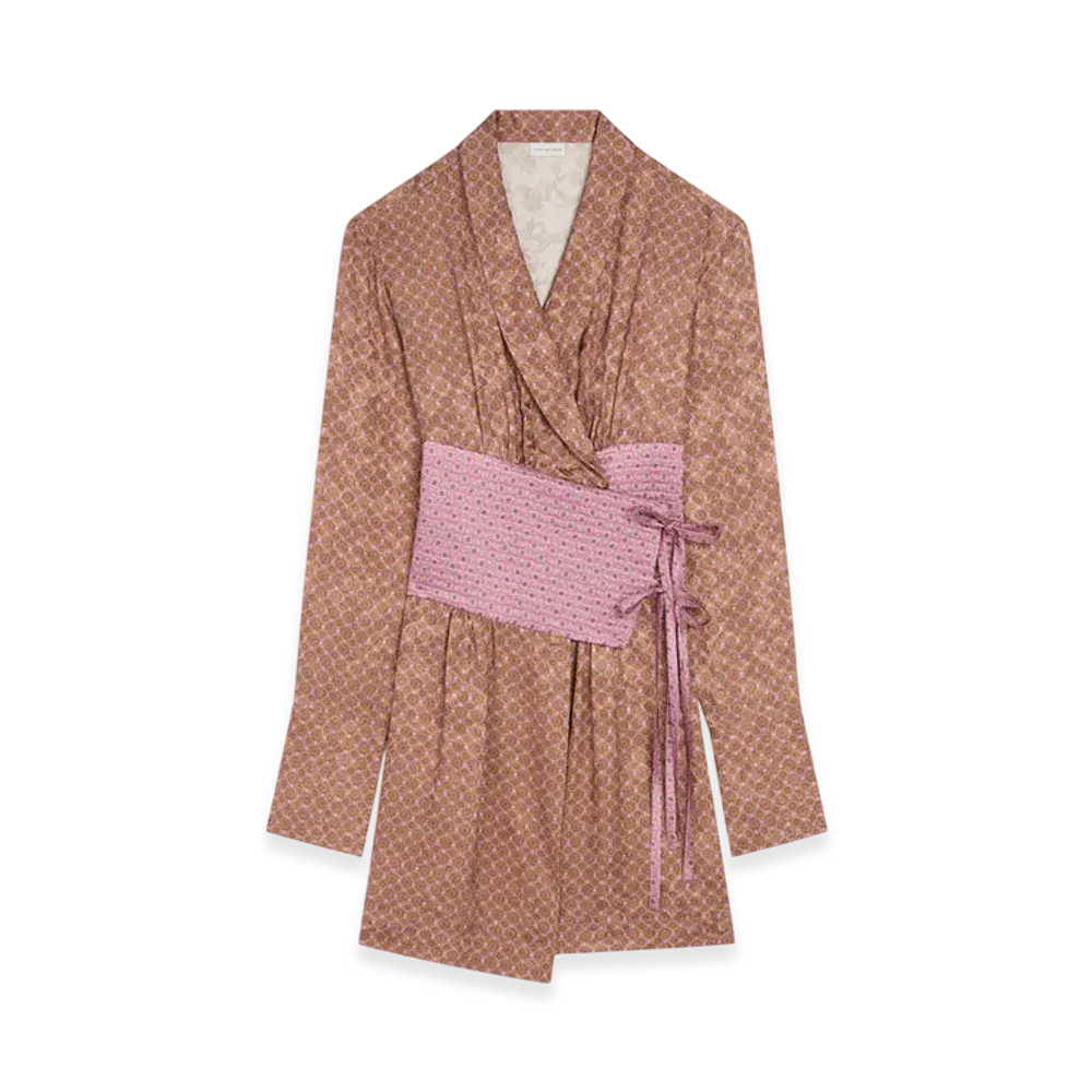 DRIES VAN NOTEN Women's Jacquard Robe Top "Peach"