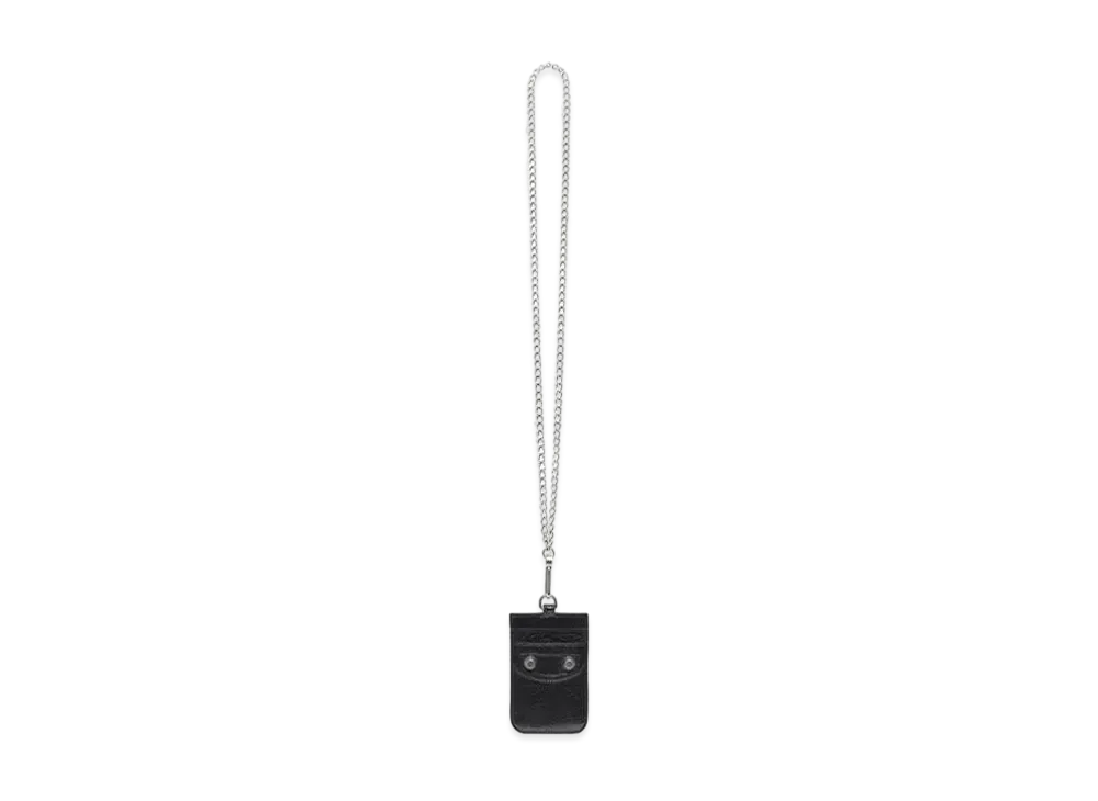 BALENCIAGA Le Cagole Card and Badge Holder with Chain "Black"