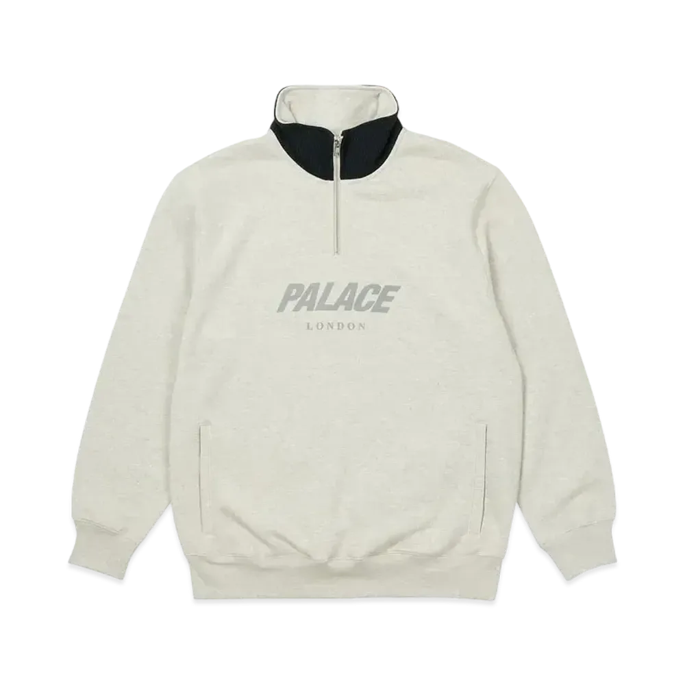 PALACE Rib 1/4 Zip Funnel "Grey Marl"