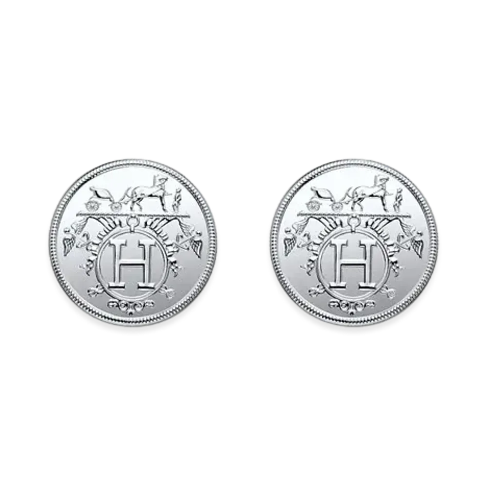 Hermes Ex-Libris Earrings TPM "Silver"