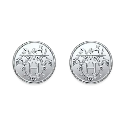 Hermes Ex-Libris Earrings TPM "Silver"