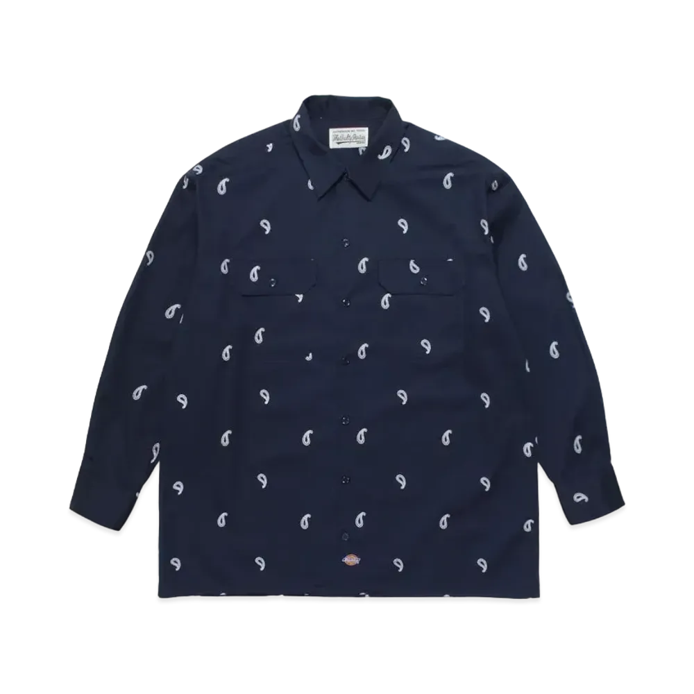 WACKO MARIA DICKIES / PAISLEY WORK SHIRT "Navy"