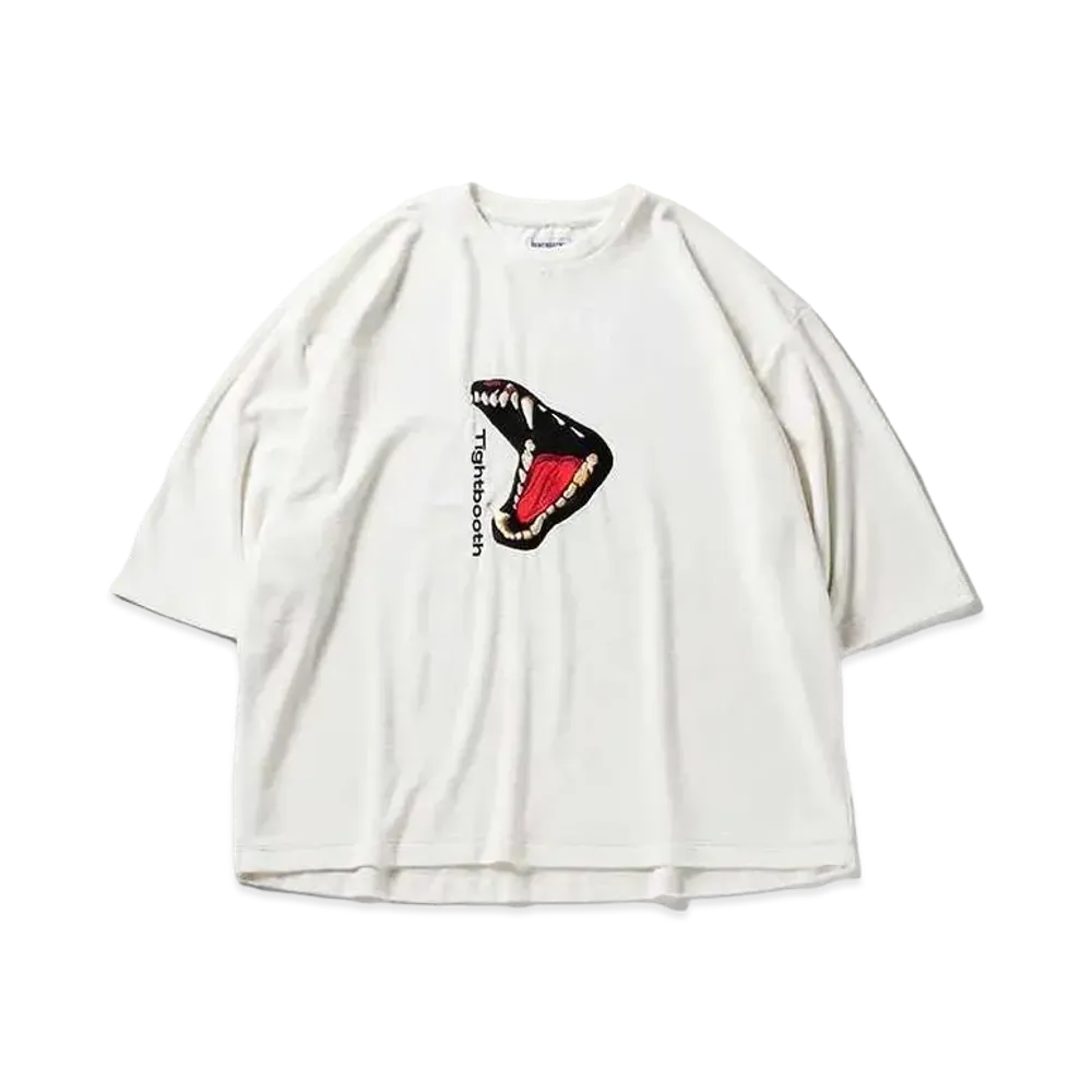 TIGHTBOOTH Bite Velour 3/4 Sleeve Tee "White"