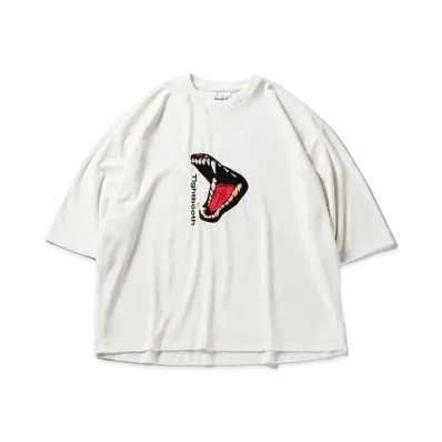 TIGHTBOOTH Bite Velour 3/4 Sleeve Tee "White"