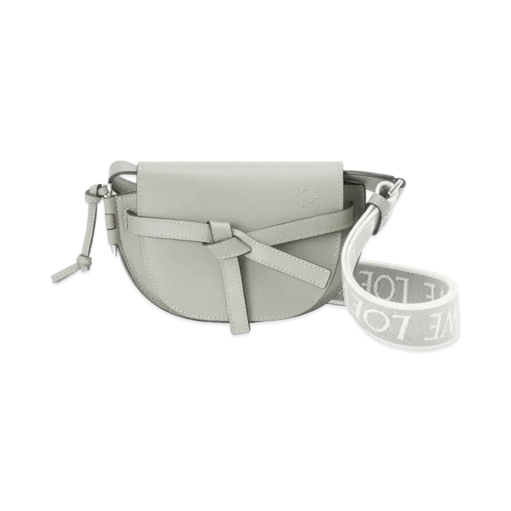 LOEWE Mini Gate Dual Bag In Soft Calfskin And Jacquard "Ash Grey"
