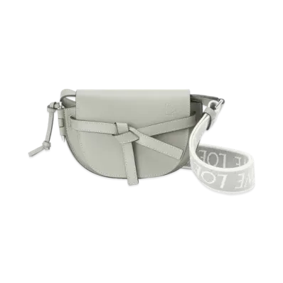 LOEWE Mini Gate Dual Bag In Soft Calfskin And Jacquard "Ash Grey"