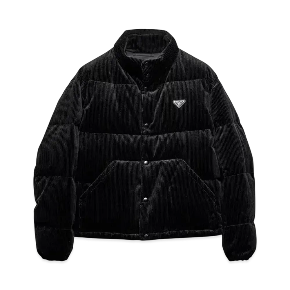 PRADA Men's Cropped Corduroy Down Jacket "Black"