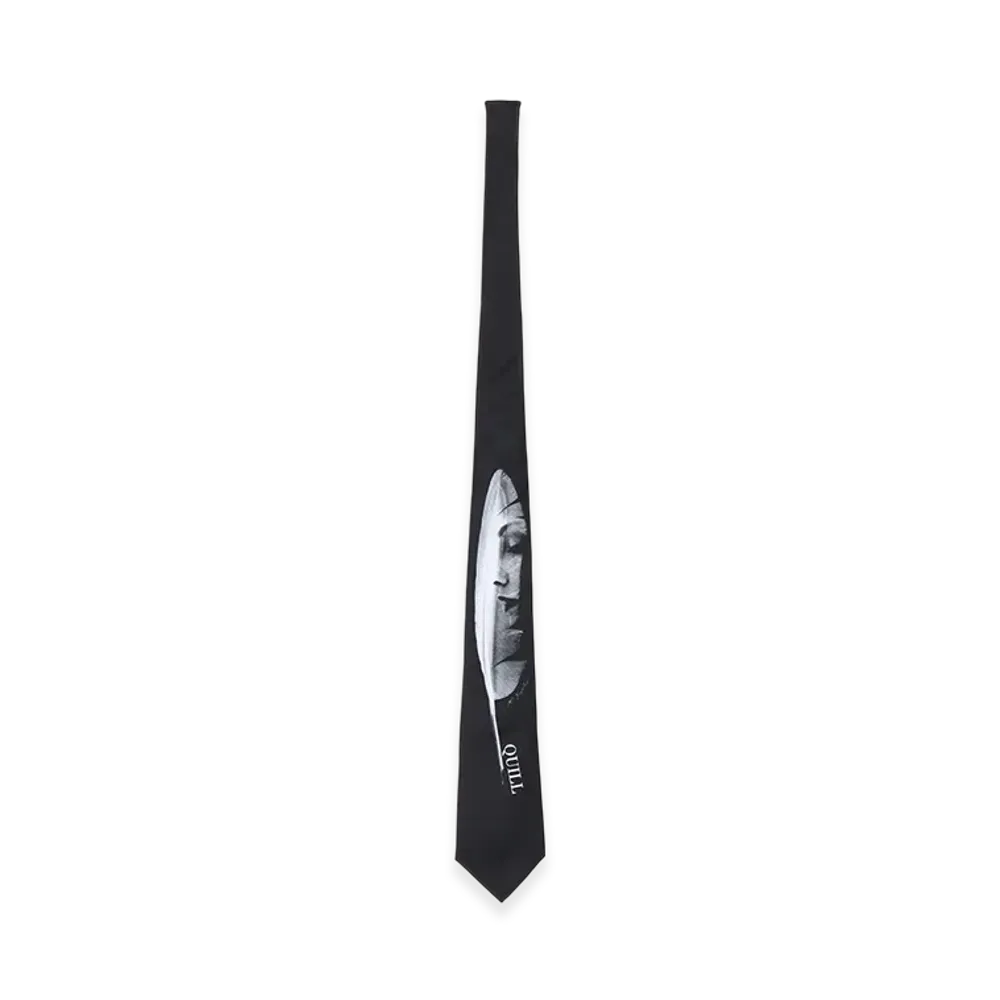 S'YTE x Koichi Iyoda Artwork Printed Silk Tie -Quill- "Black"