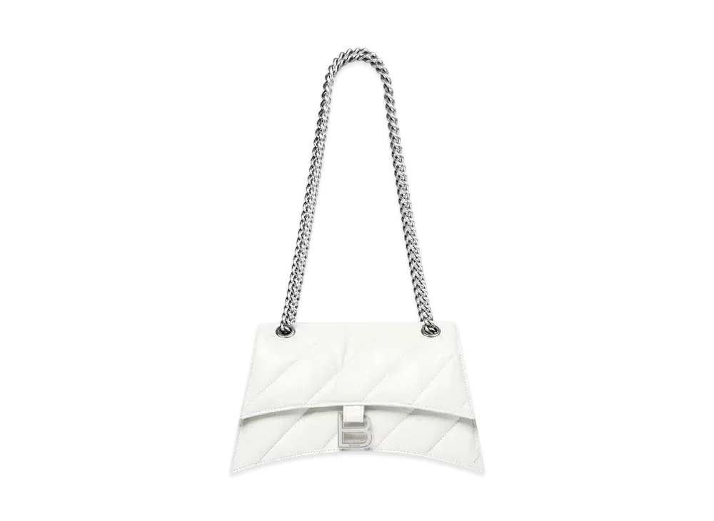 BALENCIAGA Crush Small Chain Bag Quilted "White"