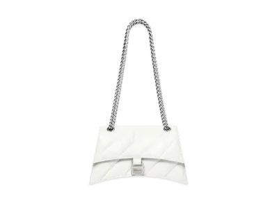 BALENCIAGA Crush Small Chain Bag Quilted "White"