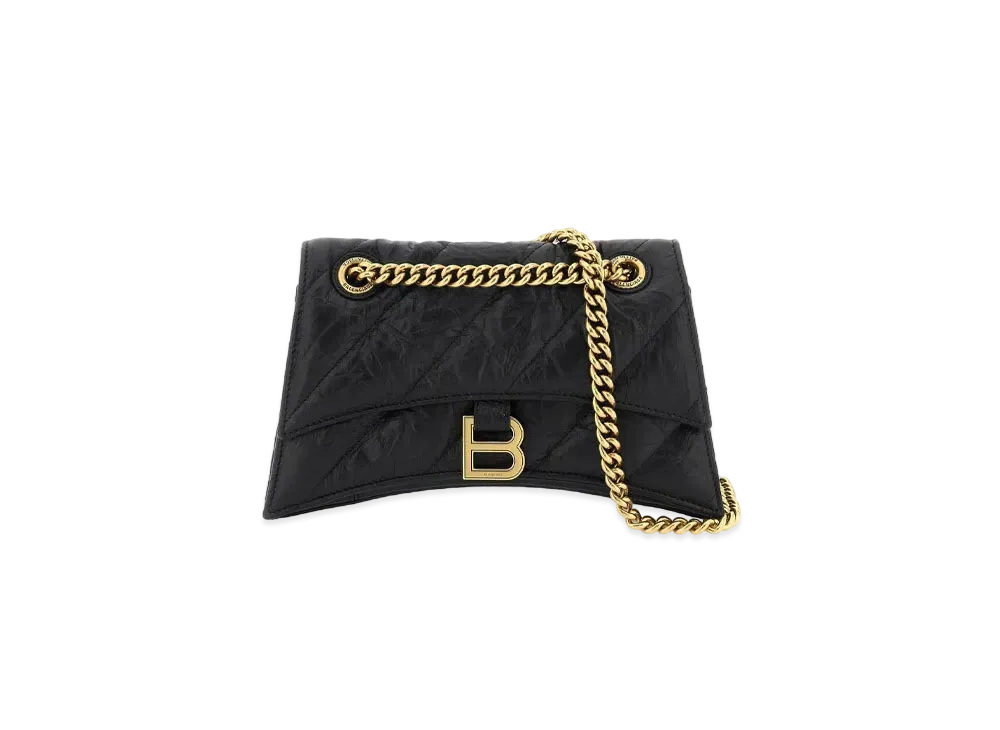 BALENCIAGA Crush Small Chain Bag Quilted "Black"