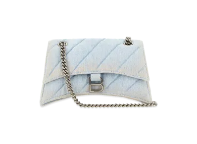 BALENCIAGA Women's Denim Crush S Shoulder Bag "Light Blue"