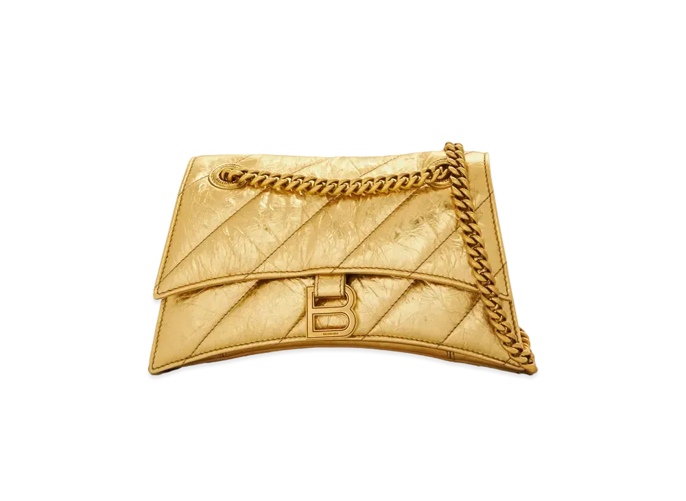 BALENCIAGA Crush Small Chain Bag Metallic Quilt "Gold"