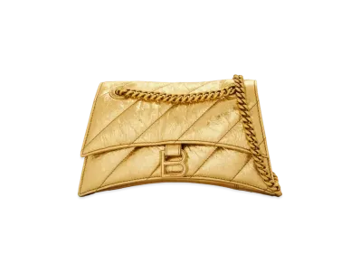 BALENCIAGA Crush Small Chain Bag Metallic Quilt "Gold"