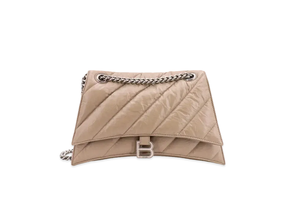 BALENCIAGA Crush Medium Chain Bag Quilted "Brown"