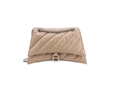 BALENCIAGA Crush Medium Chain Bag Quilted "Brown"
