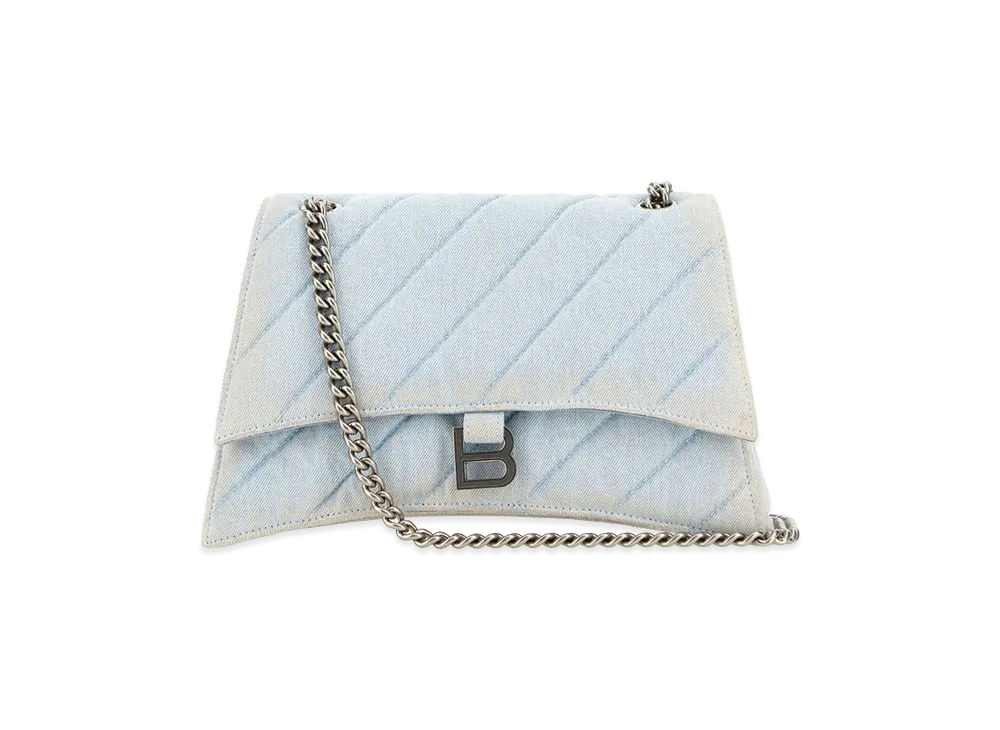 BALENCIAGA Women's Denim Crush M Shoulder Bag "Light Blue"