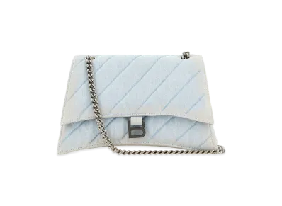 BALENCIAGA Women's Denim Crush M Shoulder Bag "Light Blue"