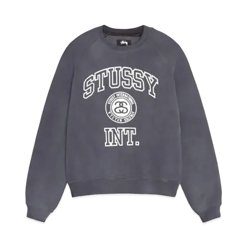 Stussy Overlock Varsity Raglan Crew "Washed Black"