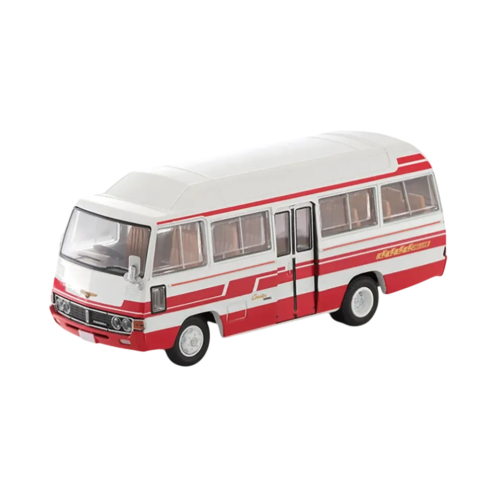 TOMYTEC "TOMICA LIMITED VINTAGE" 1/64 LV-184b Toyota Coaster High Roof Deluxe Car (White/Red)