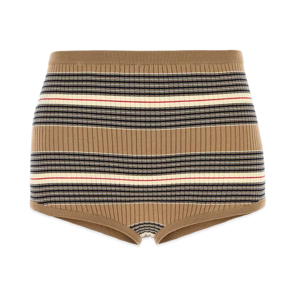 PRADA Women's Embroidestretch Cotton Blend Shorts "Camel"