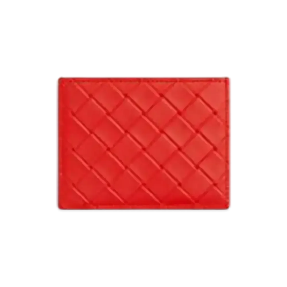 Bottega Veneta Intrecciato Stamp Credit Card Case "Cherry Tomato"