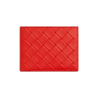 Bottega Veneta Intrecciato Stamp Credit Card Case "Cherry Tomato"