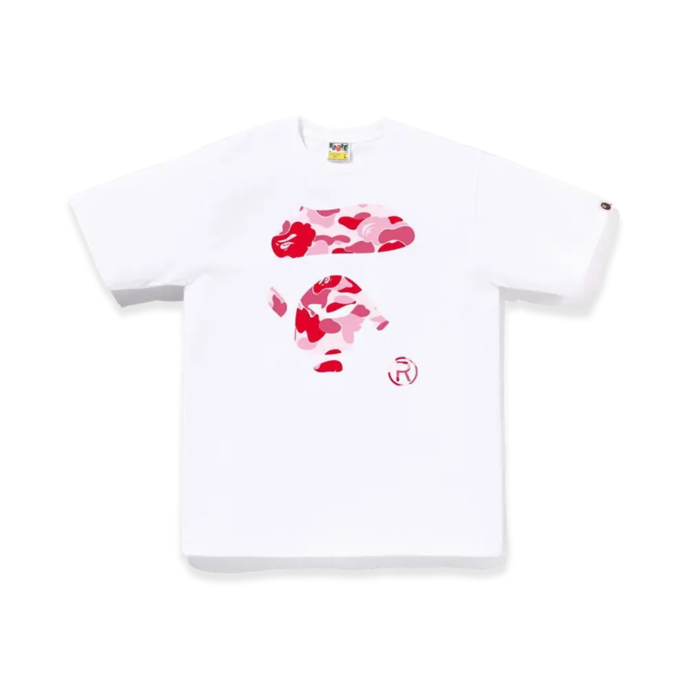 A BATHING APE ABC Camo Ape Face Tee "White/Pink"