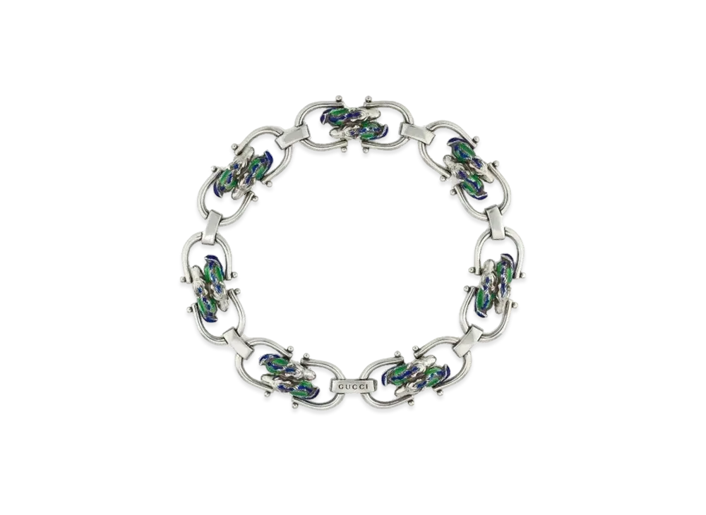 GUCCI Enamel Horsehead Chain Necklace