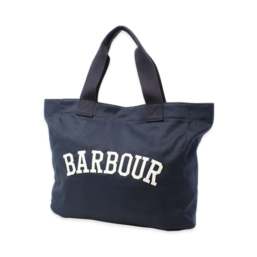 Barbour Logo Holiday Tote Bag "Navy/Stone"