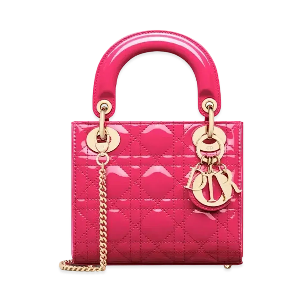 Dior Mini Lady Dior Bag Patent Cannage Calfskin "Passion Pink"
