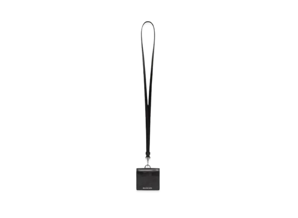 BALENCIAGA Embossed Monogram Card Key Ring Box Calfskin "Black"