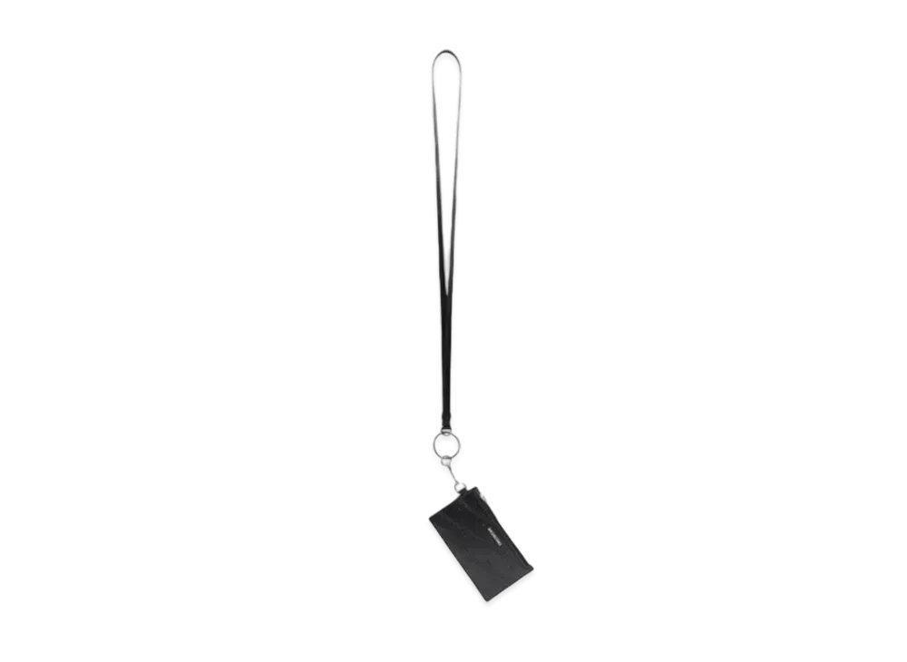 BALENCIAGA Embossed Monogram Card Key Ring Box Calfskin "Black"