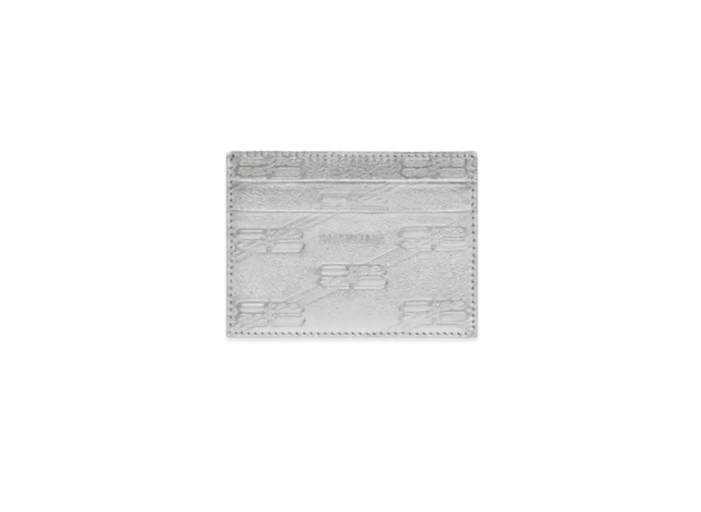 BALENCIAGA Embossed Monogram Card Case Box "Silver"