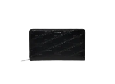 BALENCIAGA Embossed Monogram Continental Zip Wallet Box "Black"