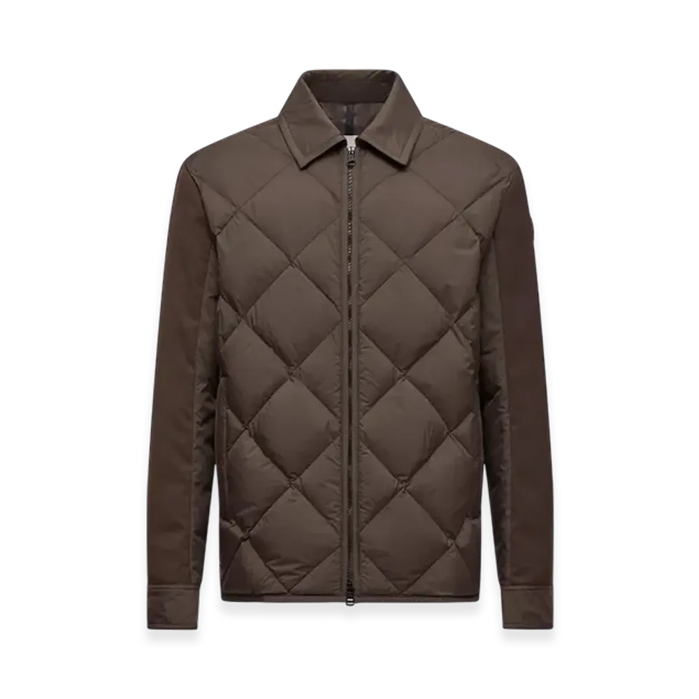 MONCLER Aiguille Diamond-Quilted Down Shirt Jacket "Brown"