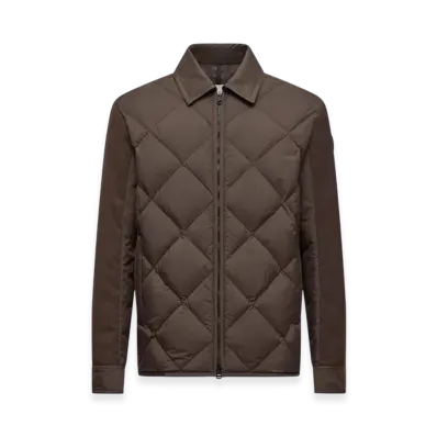 MONCLER Aiguille Diamond-Quilted Down Shirt Jacket "Brown"