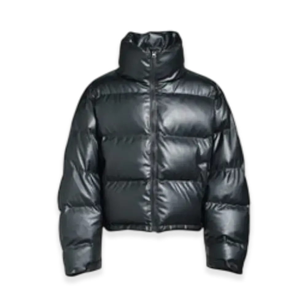 BREATH Faux Leather Matte Crocodile Down Jacket "Black"