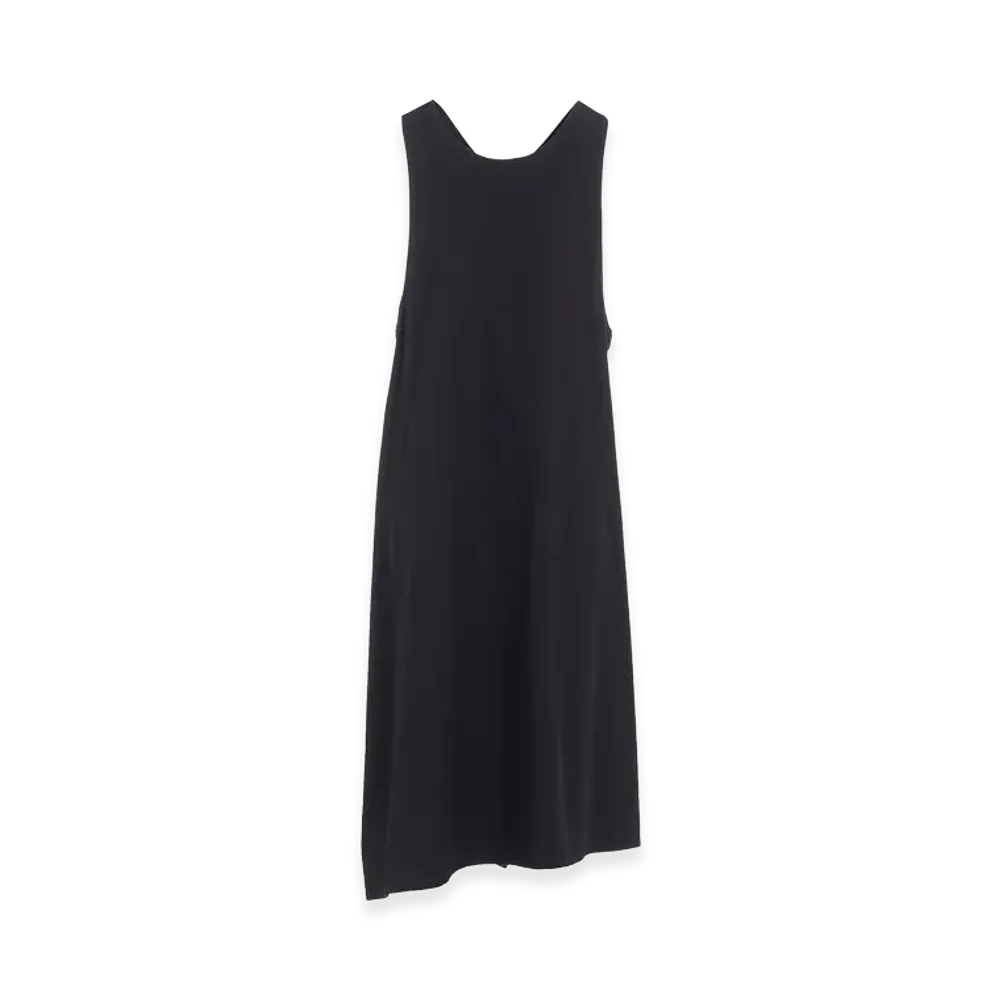 Y's Cotton Twill Back Crossed Pullover Dress "Black"