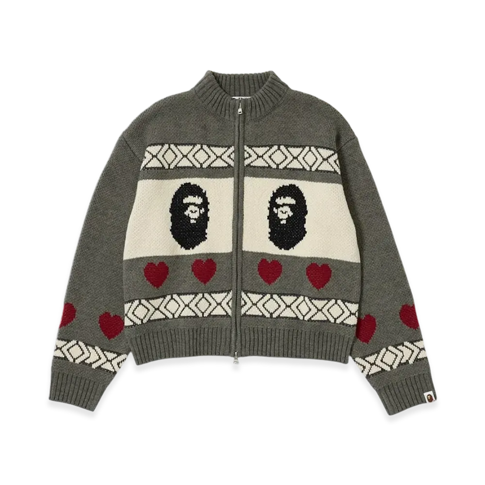 A BATHING APE x MOUSSY Knit Cardigan "Grey"