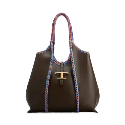 TOD'S Time Lethe Leather Shopping Bag Medium "Brown"