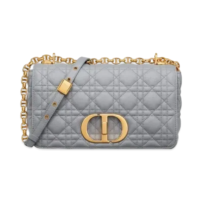 Dior Medium Caro Bag Supple Cannage Calfskin "Ethereal Grey"