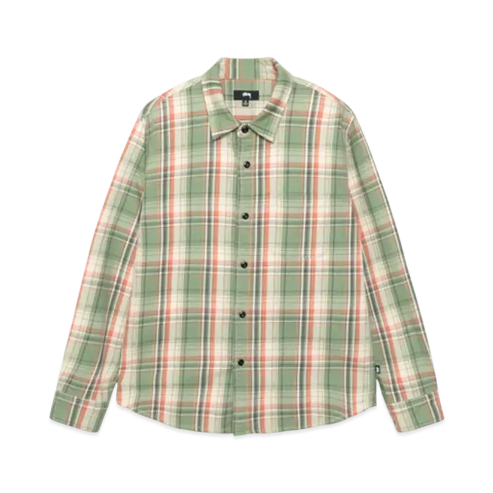 Stussy Dan Washed Cotton Plaid Shirt "Green"