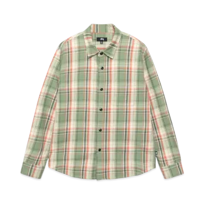 Stussy Dan Washed Cotton Plaid Shirt "Green"