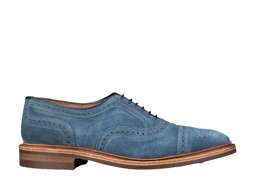 Allen Edmonds Strandmok Cap-toe Oxford with Dainite Rubber Sole 65 "Denim Suede" 7183 D