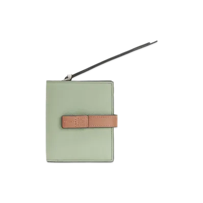 LOEWE Compact Zip Wallet In Soft Grained Calfskin "Rosemary/Tan"