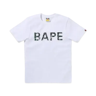 A BATHING APE Neon Camo Glitter Bape Tee "White"
