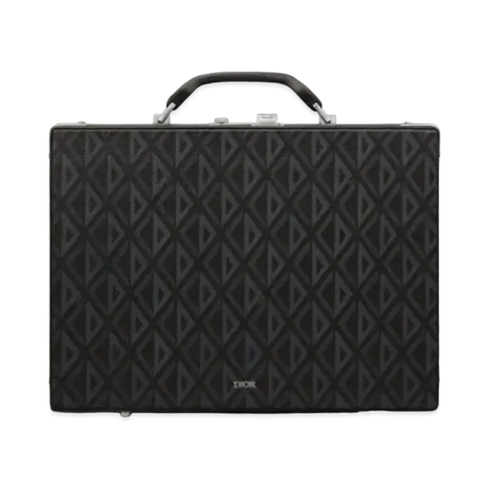 Dior Lock Brief Case CD Diamond Canvas "Black"